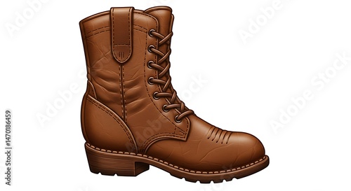 A boot icon in brown leather tone with stitching details, isolated on white background
