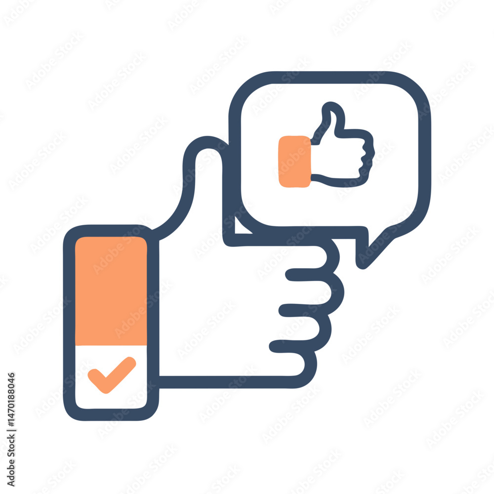 Obraz premium Like Notification Icon – Social Approval Symbol