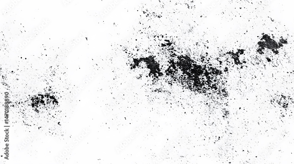 Fototapeta premium Abstract black specks scattered across a white background.