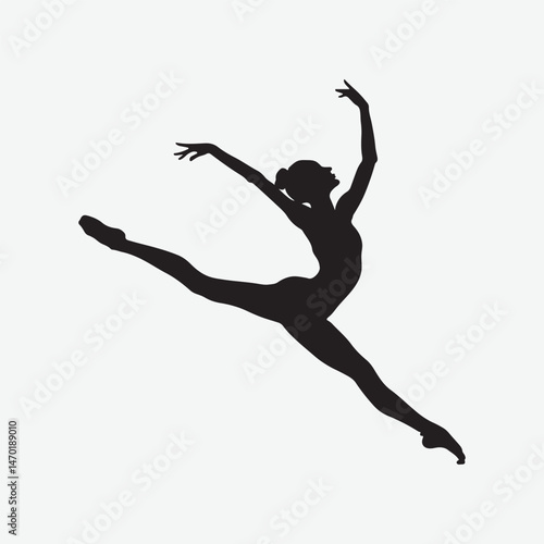 Discover the elegance of a gymnast dancer silhouette featuring a ballerina in a stunning, flexible pose. Perfect for dance enthusiasts and artistic inspiration