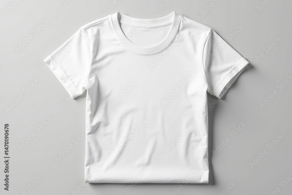 A plain white t-shirt, neatly folded on a neutral background , studio, folded A plain white t-shirt, neatly folded on a neutral background , studio, folded