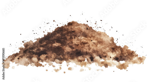 Watercolor Style Illustration of Earth Soil Texture Isolated on a Transparent Background