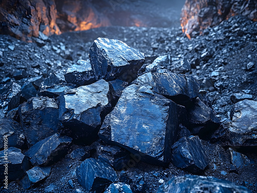Obraz na płótnie mining cobalt, mining industry, heavy industry, stones of stone ore, w salonie