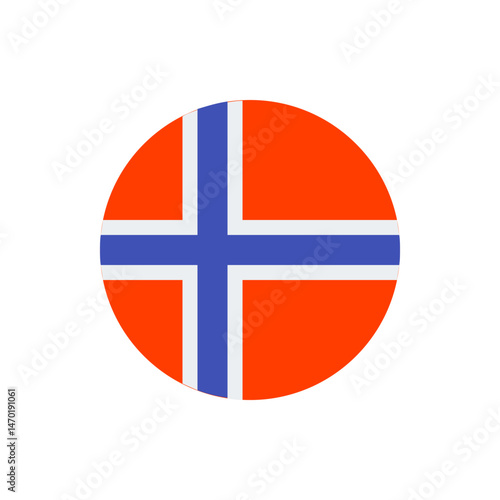 A roundel featuring the flag of norway with a red field and a blue and white scandinavian cross design