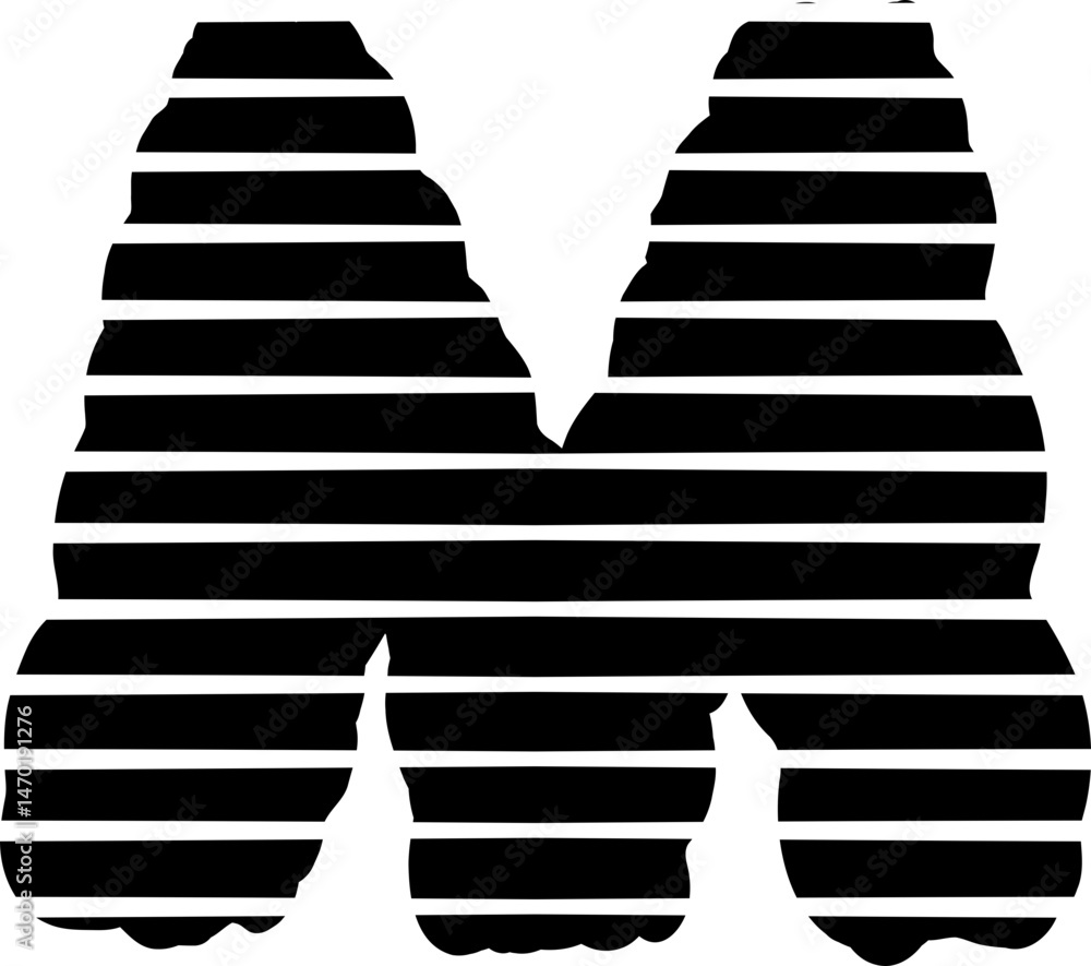 Stripes Pattern Letter M Stripes Pattern Letter M