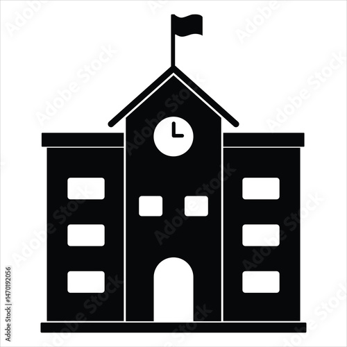 School building icon silhouette