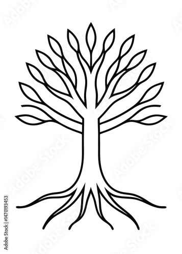 Minimal Tree Roots Icon on White Background