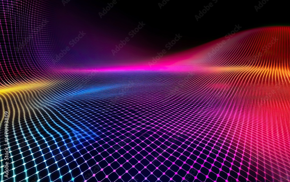 Obraz premium Colorful, abstract background with a black foreground. The background is a mix of red, blue