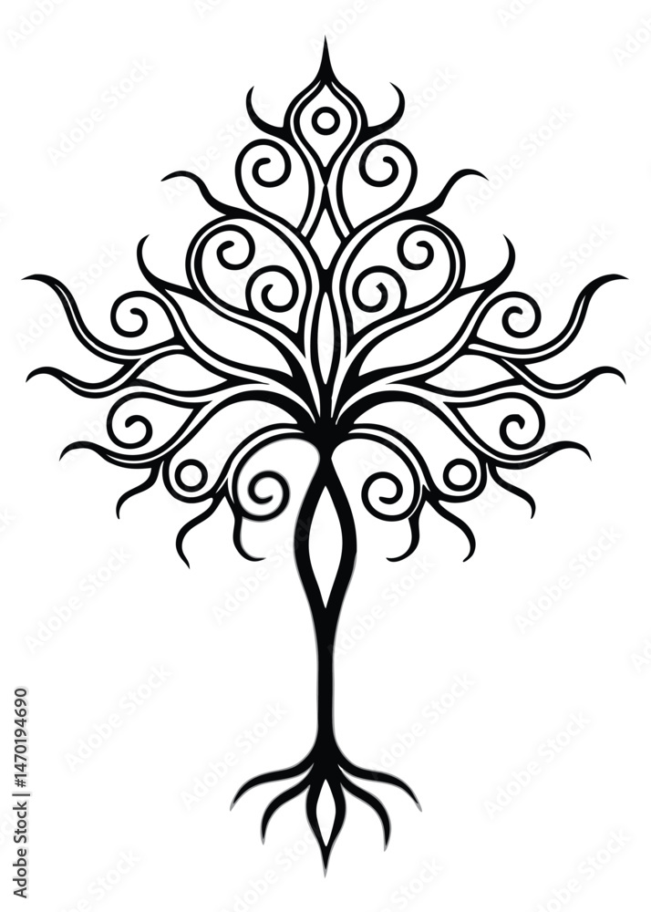 Fototapeta premium Ornamental Roots Icon on White Background