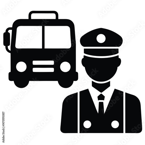 bus driver element isolated dashboard camera on white background