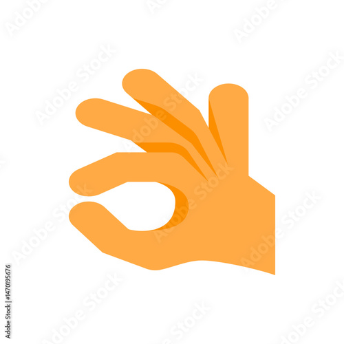 Illustration of a hand making the ok gesture with fingers forming a circle on a white background image