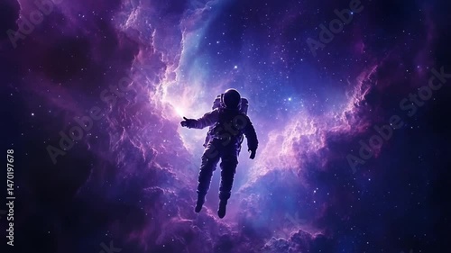 Wallpaper Mural Astronaut Floating in a Purple Nebula: A Cosmic Journey Torontodigital.ca