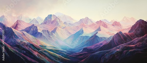 Obraz na płótnie The mountains are painted in a variety of colors, creating a serene w salonie