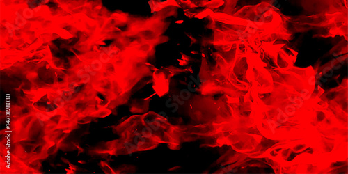 Abstract intense vivid red and black hues with swirling, flame-like textures. Fiery energy, chaos, and motion, with fluid, smoke. Red flame, Fire Light and Glow. Made of red-hot charcoal.   