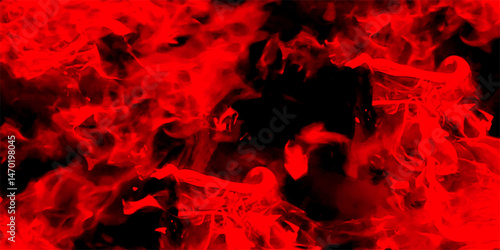 Abstract intense vivid red and black hues with swirling, flame-like textures. Fiery energy, chaos, and motion, with fluid, smoke. Red flame, Fire Light and Glow. Made of red-hot charcoal.   