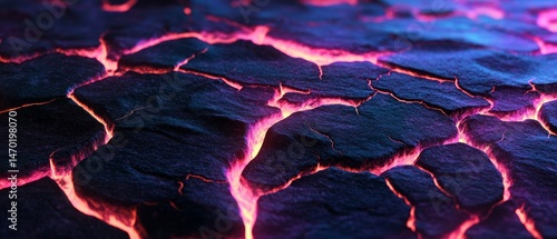 Obraz na płótnie A close up of a lava field with red and blue lava w salonie