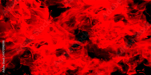 Abstract intense vivid red and black hues with swirling, flame-like textures. Fiery energy, chaos, and motion, with fluid, smoke. Red flame, Fire Light and Glow. Made of red-hot charcoal.   