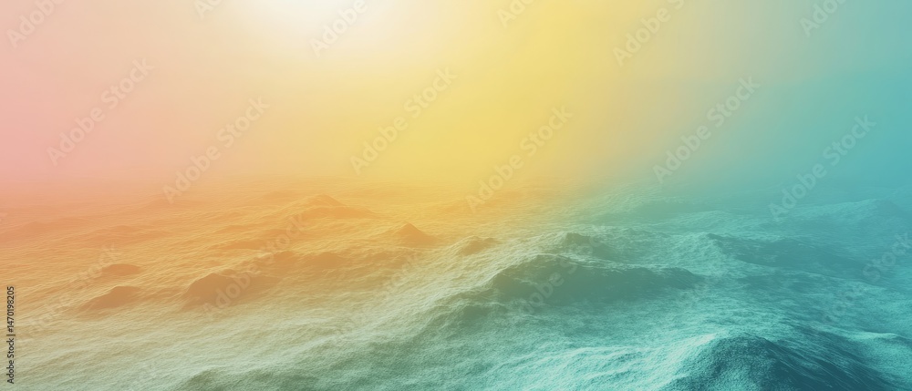 A beautiful ocean with a bright yellow sun in the background