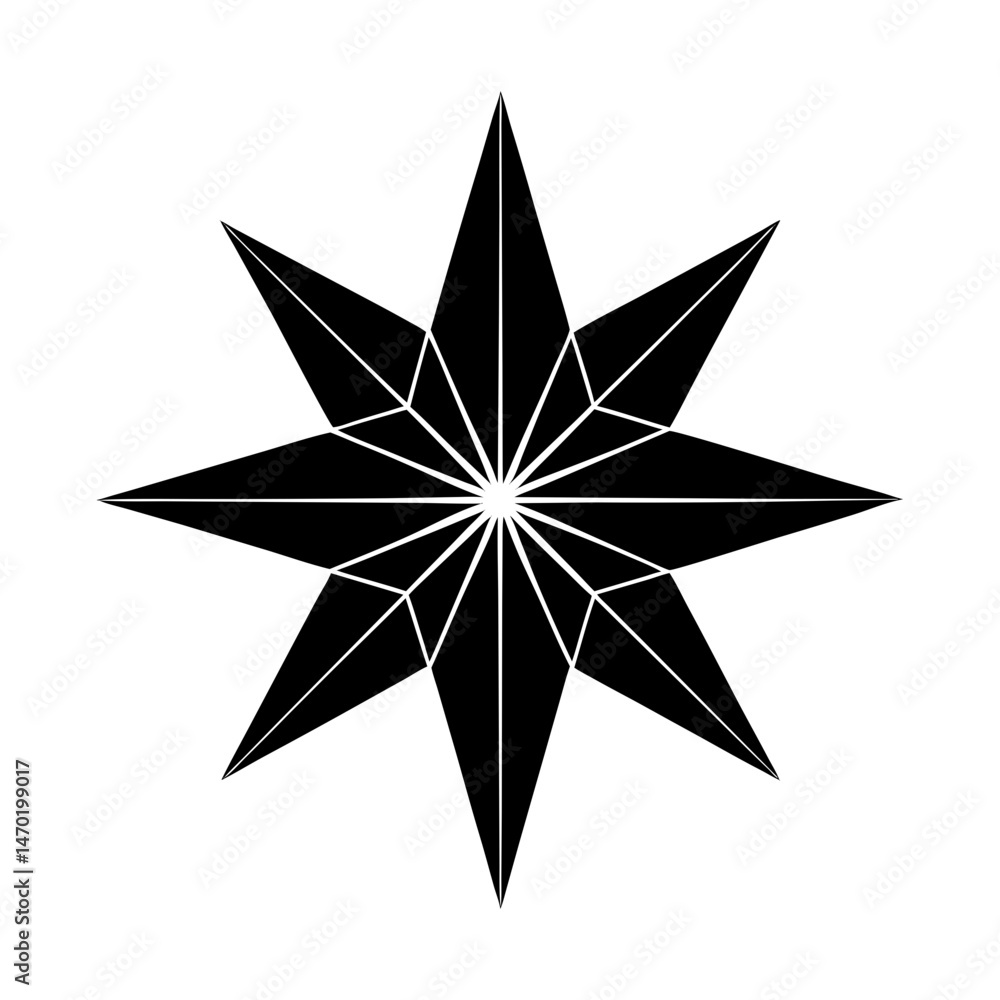 Obraz premium Eight Point Star Silhouette vector illustration