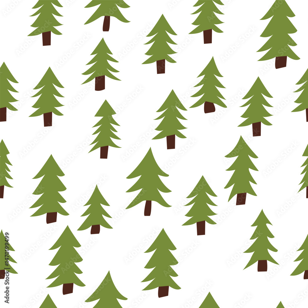 Obraz premium Seamless pattern with hand draw doodle fir trees