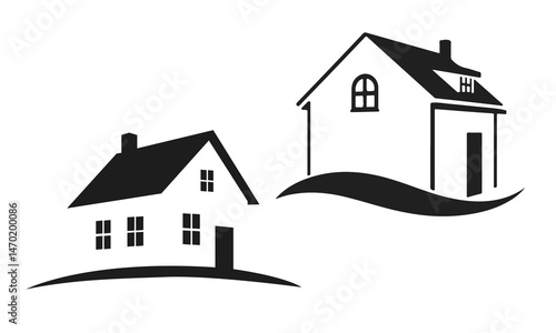 Silhouette of houses logo, real estate symbol, architecture vector real estate, building icon, property design