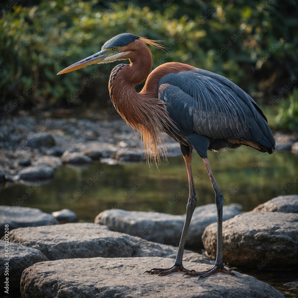 Fototapeta premium Goliath Heron on Stone Path