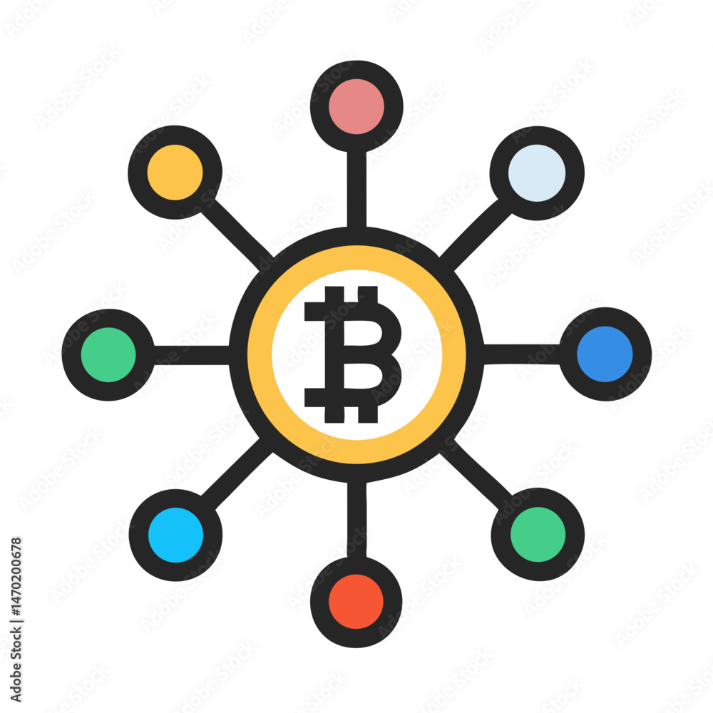 Network Nodes Around Bitcoin Symbol Icon – Blockchain and Cryptocurrency Network Network Nodes Around Bitcoin Symbol Icon – Blockchain and Cryptocurrency Network
