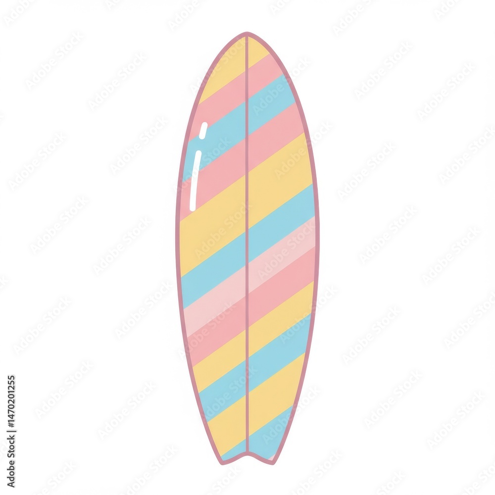 Pastel Striped Surfboard Illustration Pastel Striped Surfboard Illustration