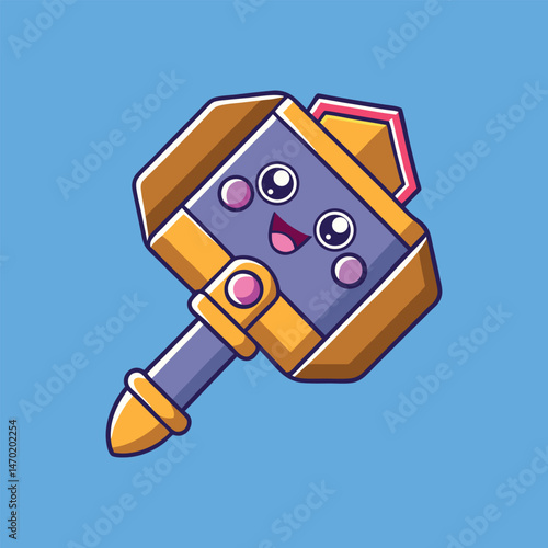 Hammer 2d game props icon design on isolated