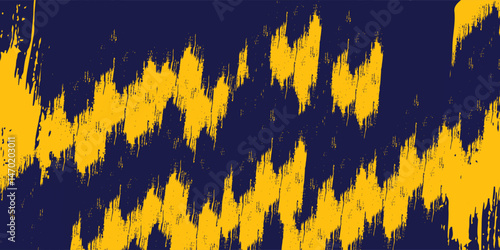 Abstract yellow-blue frame on a dark background. Sporty design in grunge style. Illustration