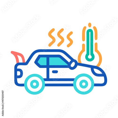 Overheated Car Icon – Engine Temperature Warning Symbol