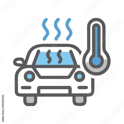 Overheated Car Icon – Engine Temperature Warning Symbol