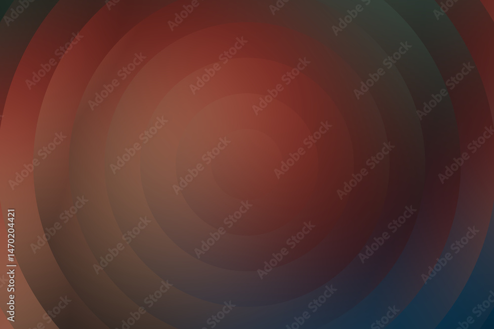 Obraz premium Ciemne, koncentryczne kręgi w ciepłych i chłodnych tonach, abstrakcyjne tło z efektem głębi i światła