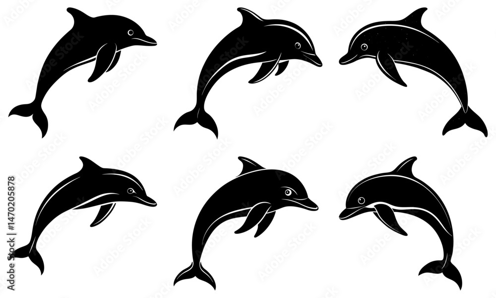 Naklejka premium Dolphin Silhouette vector illustration
