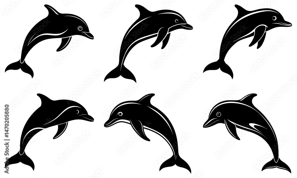 Naklejka premium Dolphin Silhouette vector illustration