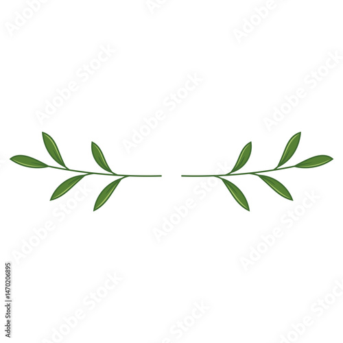 Simple green leaves branch divider