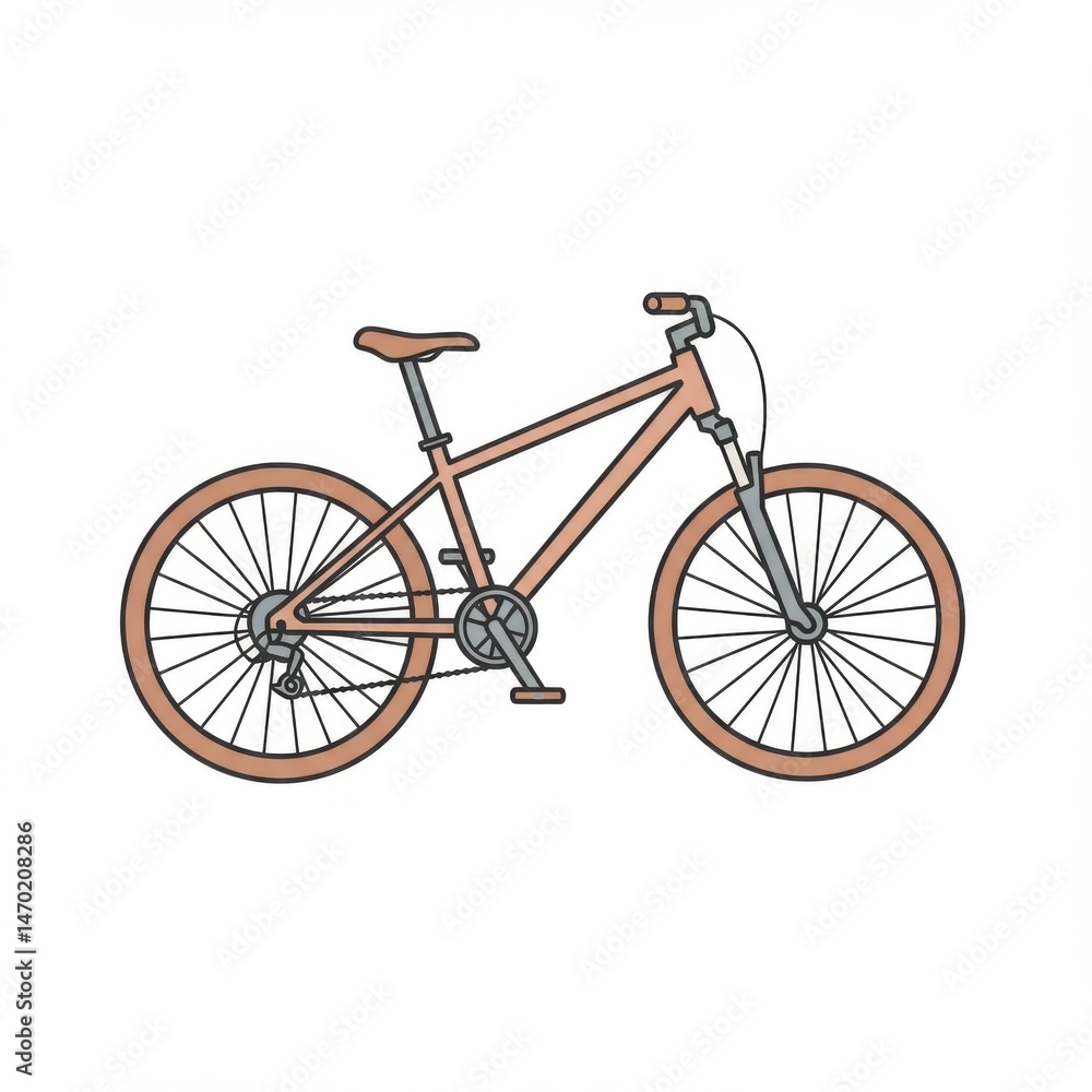 Obraz premium Brown Mountain Bike Illustration on White Background
