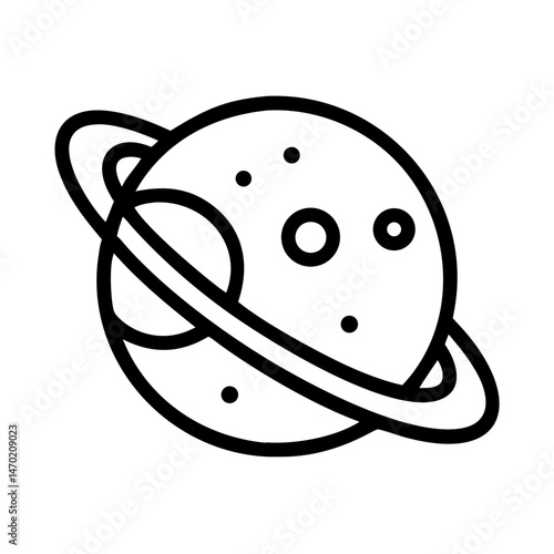 Planet with Orbit Icon – Astronomy and Space Symbol