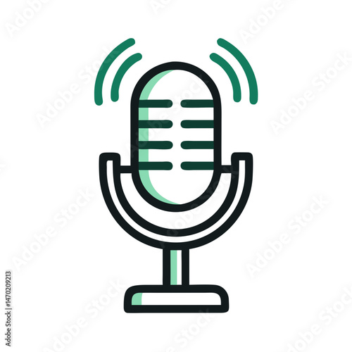Podcast Microphone Icon – Audio Broadcast and Recording Symbol
