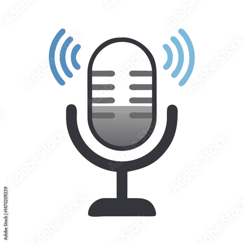 Podcast Microphone Icon – Audio Broadcast and Recording Symbol
