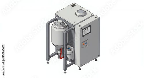 Isometric 3D Rendering of Moisture Control Unit in Light Gray Isolated on White Background