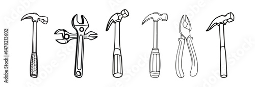 Silhouette construction tools Set Construction Hand Tools  vector illustrator