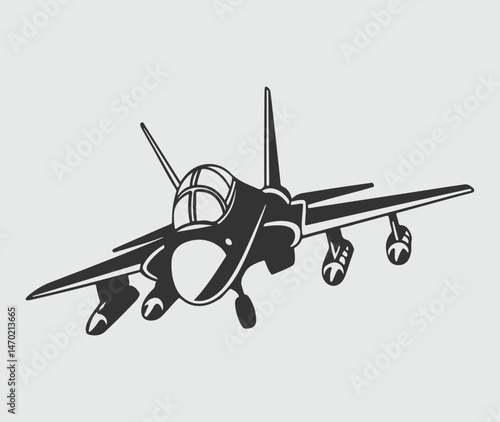 Silhouette of a Fighter Jet in Flight vector illustrator