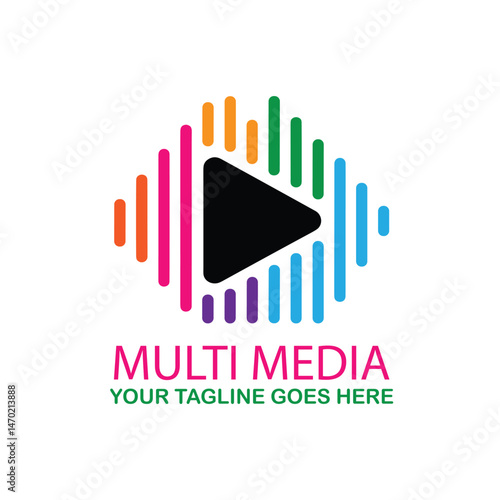 "Colorful Multimedia Play Button Logo Design"