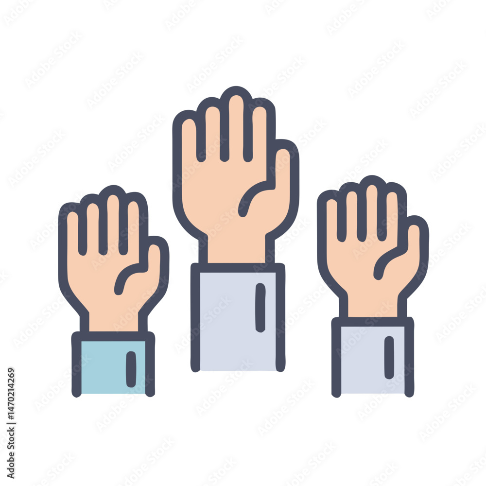 Fototapeta premium Raised Hand Participation Icon – Volunteer, Answer, or Ask Question Symbol