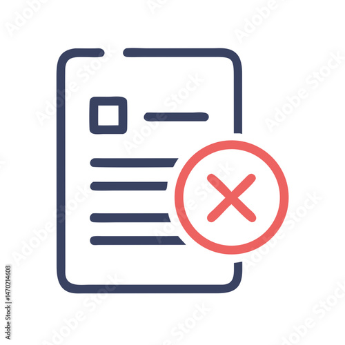 Rejected Checklist Icon – Disapproved and Rejection Symbol