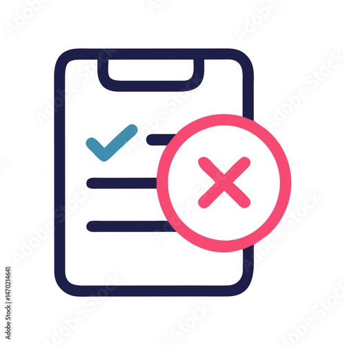 Rejected Checklist Icon – Disapproved and Rejection Symbol