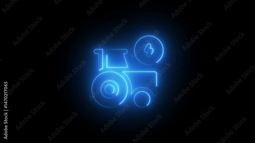 Neon glowing tractor icon animation concept.Electric tractor concept.Glowing neon line Tractor icon. Neon glowing tractor icon animation concept.Electric tractor concept.Glowing neon line Tractor icon.