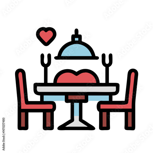 Romantic Dinner Table Icon – Reception and Date Night Dining Symbol