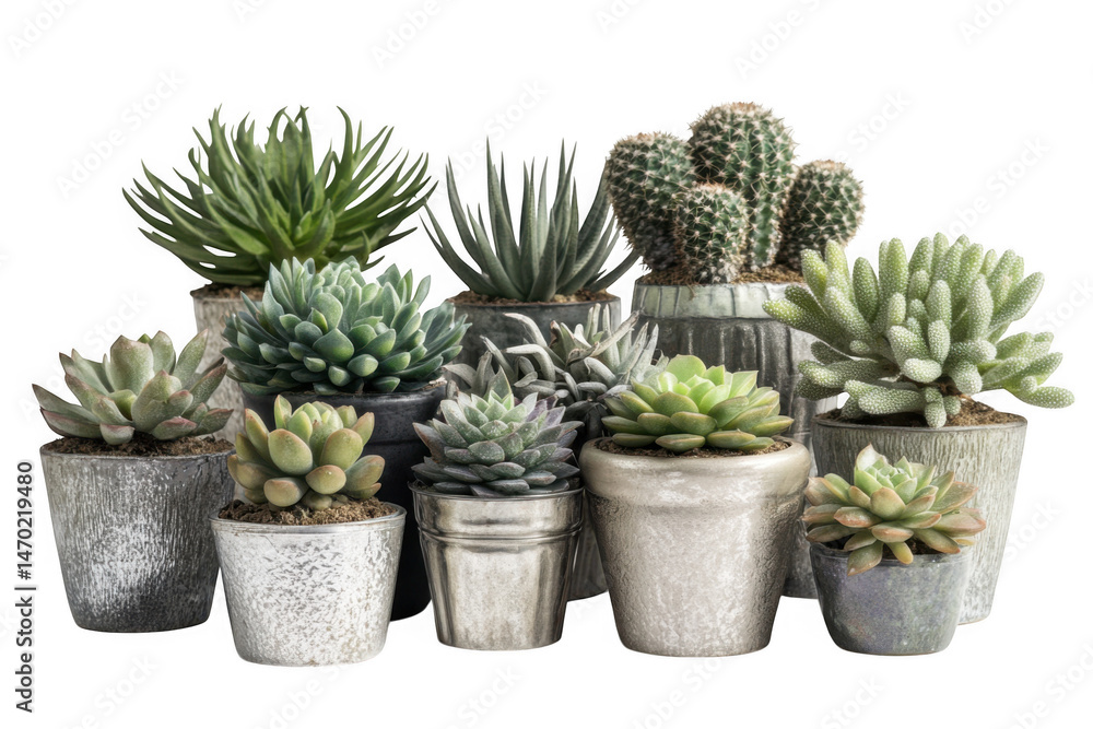 Collection of potted succulent plants isolated on transparent background Collection of potted succulent plants isolated on transparent background